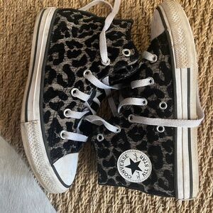 Converse Kids' Black and Gray Leopard Sneakers